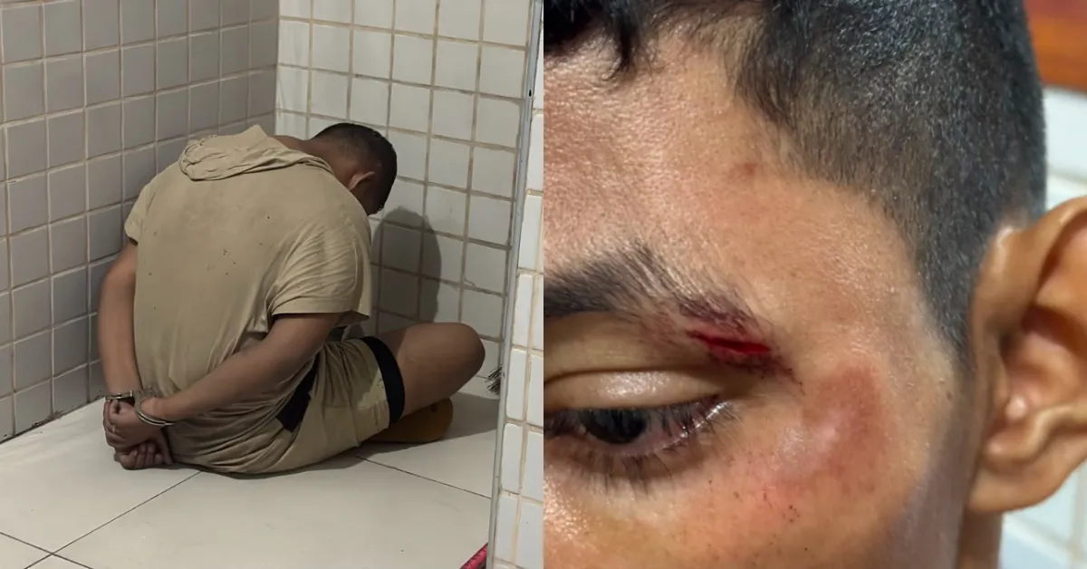 O suspeito foi detido após supostamente ferir a vítima com uso de uma faca.