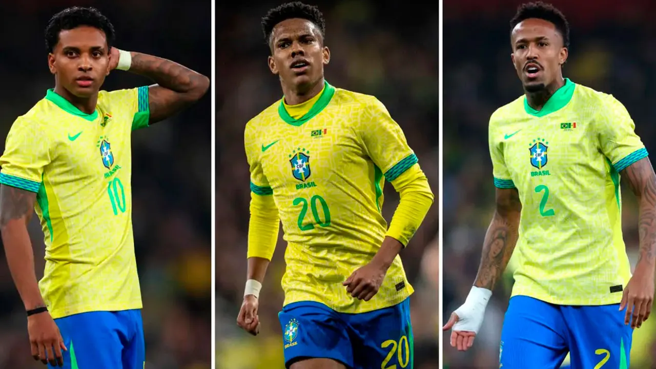 Rodrygo, Estevão e Eder Militão, peças importantes da seleção brasileira desfalcando o time