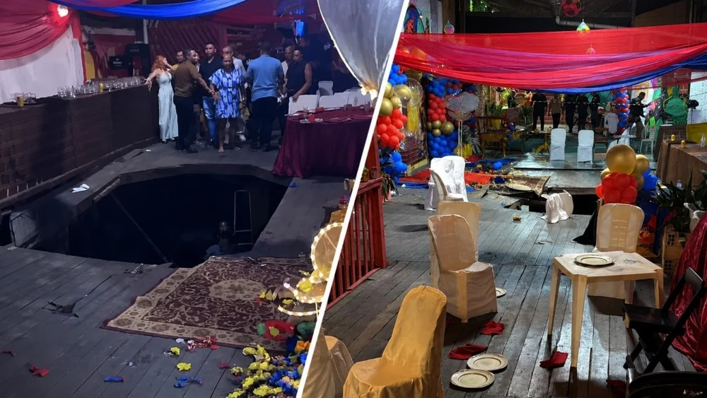 Durante uma festa de 15 anos em Belém, parte do piso do Palafita cedeu, causando pânico. Fatos e investigações em andamento sobre o incidente.