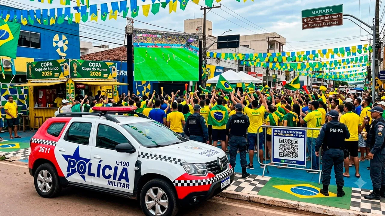 Viaturas do 4º BPM intensificarão rondas em praças e avenidas de Marabá durante transmissões da Copa.