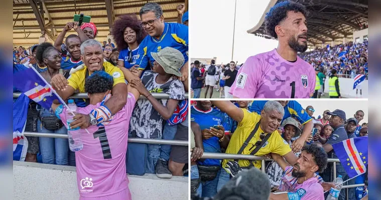 Vozinha, muito emocionado, abraça o pai, José Pedro Dias