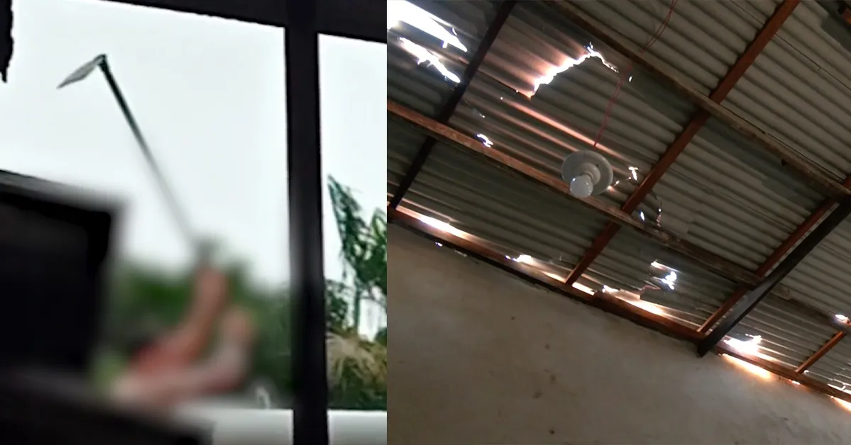 O homem usou uma enxada e destruiu parte do telhado, além de vasos sagrados