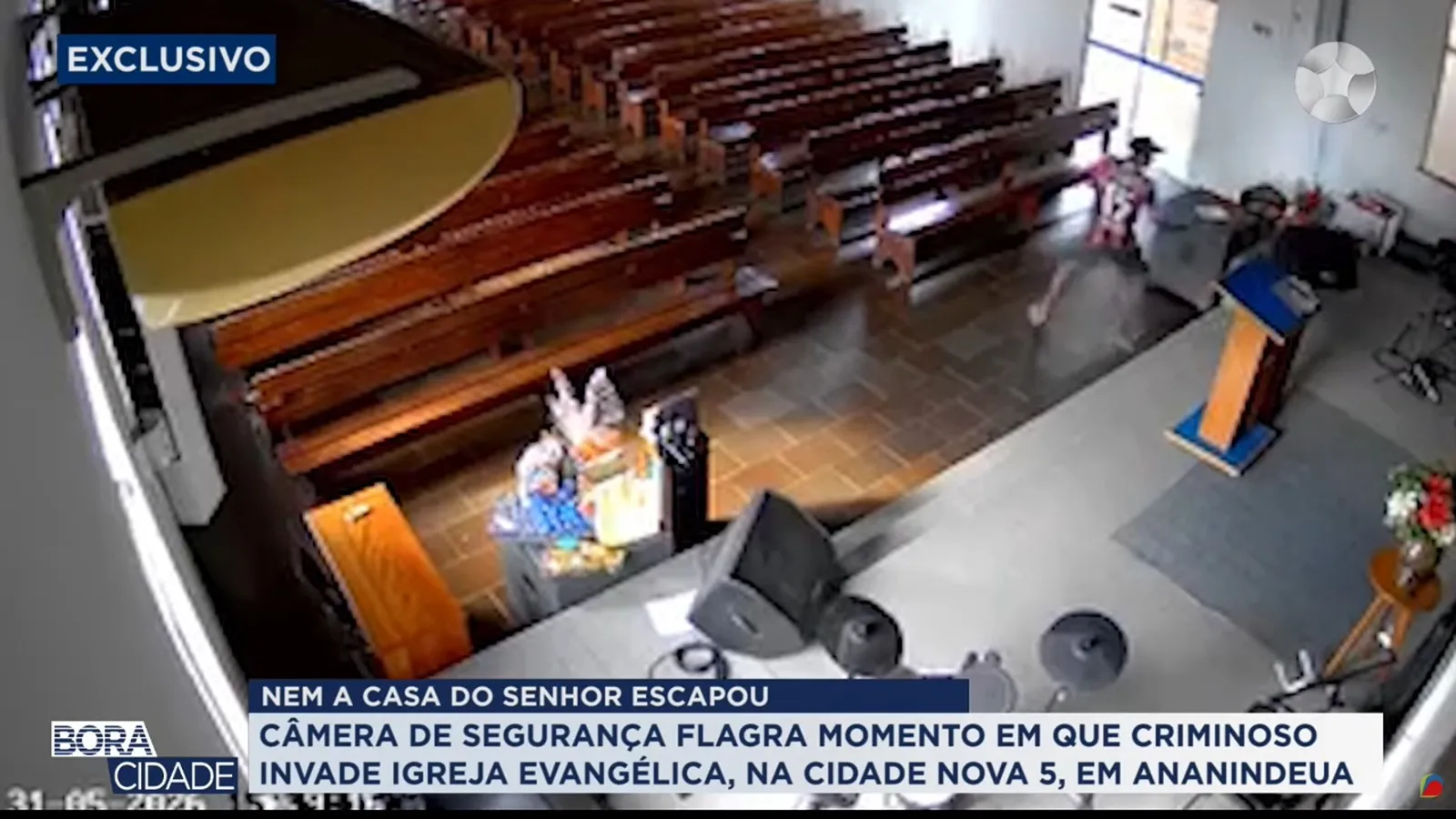 Imagem ilustrativa da notícia: Câmeras registram tentativa de furto em igreja evangélica em Ananindeua
