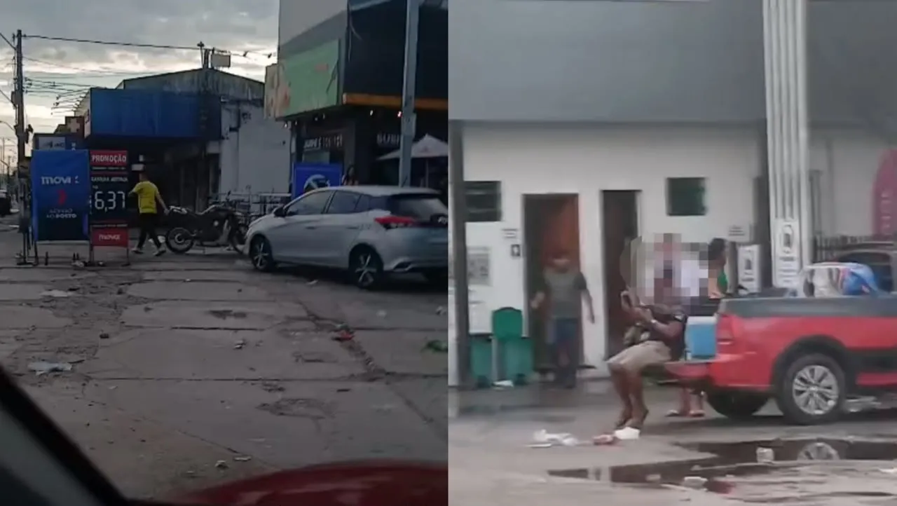 Posto de combustível em Ananindeua: vídeos gravados por moradores mostram intensa concentração de veículos e pessoas no entorno do estabelecimento durante a madrugada.