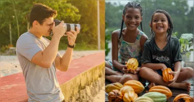 Crianças brincam em um trapiche na comunidade ribeirinha do Arauaia, em Barcarena (PA), em imagem selecionada para concurso internacional de fotografia.