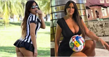 Claudia Romani posou ao lado de uma réplica da bola oficial da Copa do Mundo 2026 e compartilhou sua paixão pelo futebol nas redes sociais