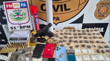 Durante diligências, as equipes policiais apreenderam entorpecentes e armas