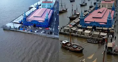 Ver-o-Peso ontem e hoje: entre o passado recriado por IA e a força viva da história de Belém, um dos mercados mais tradicionais da Amazônia.