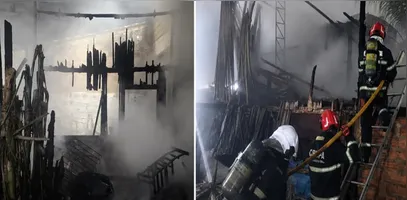 Casas foram destruídas por um incêndio durante a madrugada na Terra Firme, em Belém.