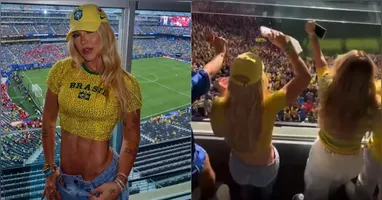 Virginia fez várias postagens no estádio, mas viralizou mesmo quando comemorou o gol do ex
