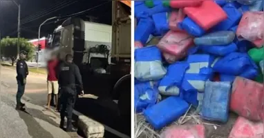 Policiais encontraram a droga após abordagem ao motorista do caminhão