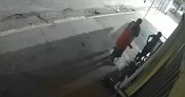 Câmera registrou o momento em que a vítima foi atacada pelo suspeito