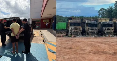 O preso é suspeito de tocar fogo em caminhões da empresa de dendê