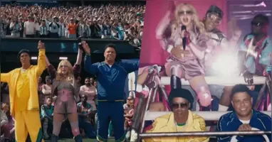 Os ex-jogadores brasileiros se juntaram a rainha do pop durante o show do intervalo na copa do mundo.
