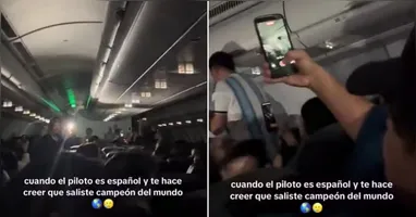 Os aregntinos chegaram a comemorar o título em pleno voo, mas foi uma pegadinha do piloto espanhol.