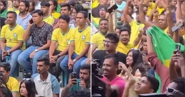 Torcedores de Bangladesh lotam ruas e praças para acompanhar partidas do Brasil durante a Copa do Mundo.