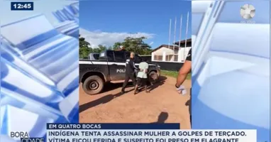 Suspeito de tentativa de homicídio foi preso após atacar a companheira com golpes de facão no distrito de Quatro Bocas, em Tomé-Açu