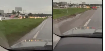 Nas imagens registradas no local, é possível ver os carros passando normalmente, sem filas longas ou lentidão.