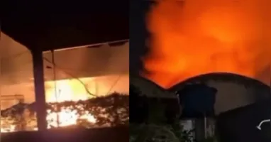 Registros compartilhados nas redes sociais mostram a intensidade das chamas do incêndio.