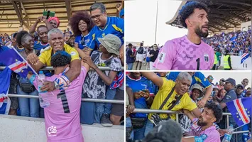 Vozinha, muito emocionado, abraça o pai, José Pedro Dias