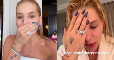 Apesar da ressaca, a influenciadora contou que precisou encarar compromissos profissionais logo cedo e revelou ter sido surpreendida por uma gravação para o Domingão com Huck.