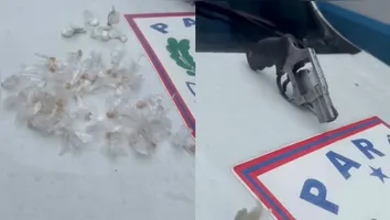 Com o suspeito foram apreendidas drogas e um arma.