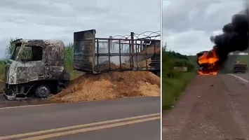 Apesar do susto, condutor da carreta não ficou ferido
