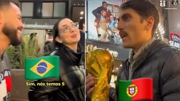 Resposta da paraense em espanhol deixou o argentino sem graças com a taça na mão
