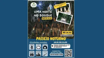 Passeio noturno permitirá que visitantes conheçam o Bosque Rodrigues Alves sob uma nova perspectiva, em meio à floresta amazônica