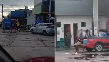 Posto de combustível em Ananindeua: vídeos gravados por moradores mostram intensa concentração de veículos e pessoas no entorno do estabelecimento durante a madrugada.