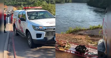 Bombeiros encontram corpo de vítima após micro-ônibus cair no Rio Curuá-Una. Equipes buscam última pessoa desaparecida.
