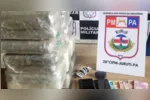17 tabletes de skunk, totalizando quase 20 quilos de skunk, foram apreendidos pela PM durante abordagem na PA-257, em Juruti, no Oeste do Pará.
