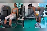 Com a agenda apertada e pouco tempo para se exercitar, ela usou 30 minutos do seu tempo para intensificar a rotina.