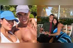 Na imagem publicada nas redes sociais, o casal aparece aproveitando momentos de descanso e descontração longe da rotina dos gramados.