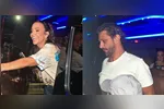 Tiago apareceu logo atrás da artista e também acompanhou a chegada ao compromisso profissional.