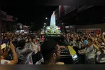 Nem a forte chuva que caiu sobre Belém na noite desta segunda-feira (12) desanimou os devotos de Nossa Senhora de Fátima.