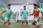 Paulinho e Luis Pacheco participam de atividade no treino do Palmeiras antes da viagem a Belém para o duelo contra o Remo pelo Brasileirão