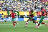 Soccer Football - FIFA World Cup 2026 - Group C - Brazil v Morocco - New York/New Jersey Stadium, East Rutherford, New Jersey, U.S. - June 13, 2026 Brazil's Igor Thiago shoots at goal under pressure from Morocco's Chadi Riad, Neil El Aynaoui and Issa Diop REUTERS/Dylan Martinez