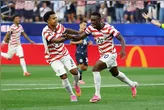 Soccer Football - FIFA World Cup 2026 - Group D - United States v Paraguay - Los Angeles Stadium, Inglewood, California, U.S. - June 12, 2026 Folarin Balogun of the U.S. celebrates scoring their second goal with Weston McKennie REUTERS/Matthew Childs
