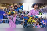 Vozinha, muito emocionado, abraça o pai, José Pedro Dias