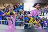 Vozinha, muito emocionado, abraça o pai, José Pedro Dias