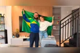 O casal Breno e Juliane Nogueira atravessou o continente para acompanhar a estreia da Seleção Brasileira na Copa do Mundo de 2026, nos EUA.