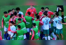 Portugueses e chilenos protagonizarem uma confusão nos minutos finais do primeiro tempo do amistoso neste sábado (6).
