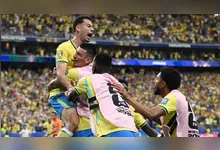 Soccer Football - FIFA World Cup 2026 - Round of 32 - Brazil v Japan - Houston Stadium, Houston, Texas, U.S. - June 29, 2026 Brazil's Gabriel Martinelli celebrates scoring their second goal with teammates REUTERS/Annegret Hilse