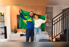 O casal Breno e Juliane Nogueira atravessou o continente para acompanhar a estreia da Seleção Brasileira na Copa do Mundo de 2026, nos EUA.