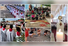 Programação na catedral e capela do município reúne fiéis em forte expressão de fé e tradição com tapetes de sal.