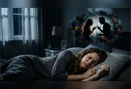 Acordar após uma discussão intensa gera medo, mas o cenário indica acúmulo de estresse e sentimentos guardados, não separação.