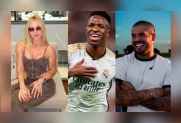 O atacante Vini Jr. em pronunciamento oficial na internet; termo "fica bem" virou piada nas redes sociais.