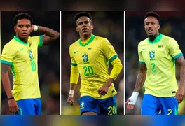 Rodrygo, Estevão e Eder Militão, peças importantes da seleção brasileira desfalcando o time