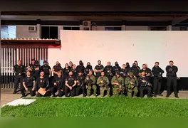 Viaturas e policiais da Core e da Superintendência Regional mobilizados na manhã desta terça-feira durante as prisões no sudeste do Pará.